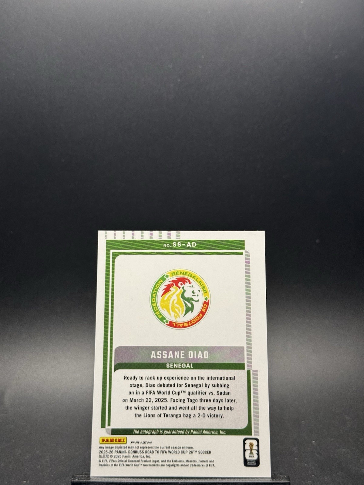 2025-26 Panini Donruss FIFA World Cup Assane Diao Pink Velocity Auto SP Senegal