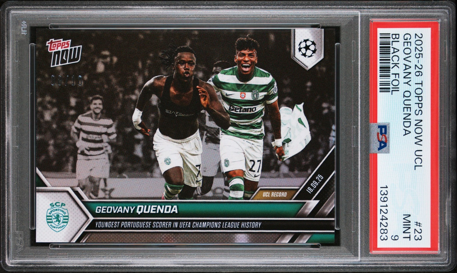 2025-26 Topps Now UCL #23 Geovany Quenda Black /10 PSA