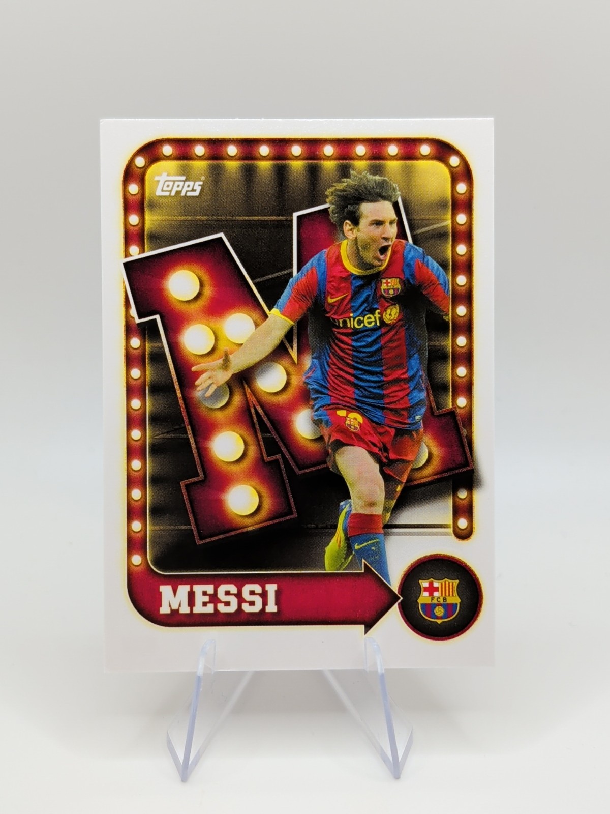 2025-26 Topps FC Barcelona Collector Tin Lionel Messi Name in Lights #27
