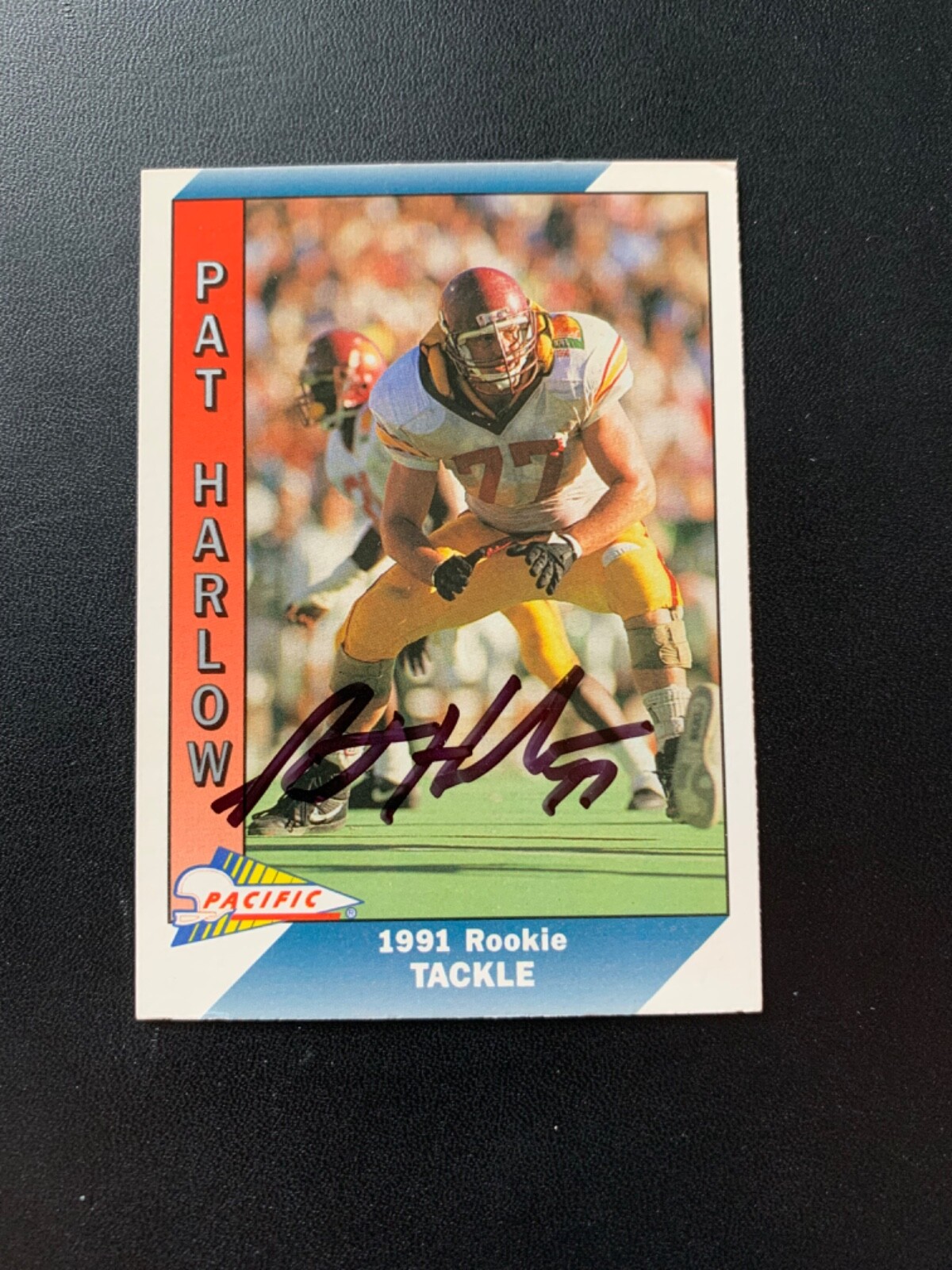 Pat Harlow Signed 1991 Pacific #343 Rookie Card New England Patriots Auto COA