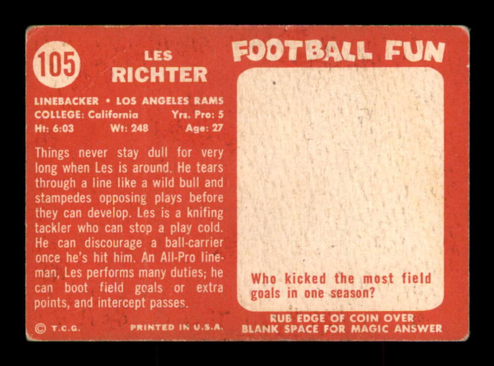 1958 Topps #105 Les Richter VG X3325958