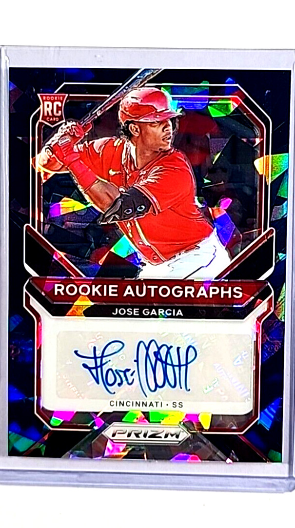 2021 Panini Prizm Navy Blue Cracked Ice Jose Garcia /25 Rookie Auto RC Autograph