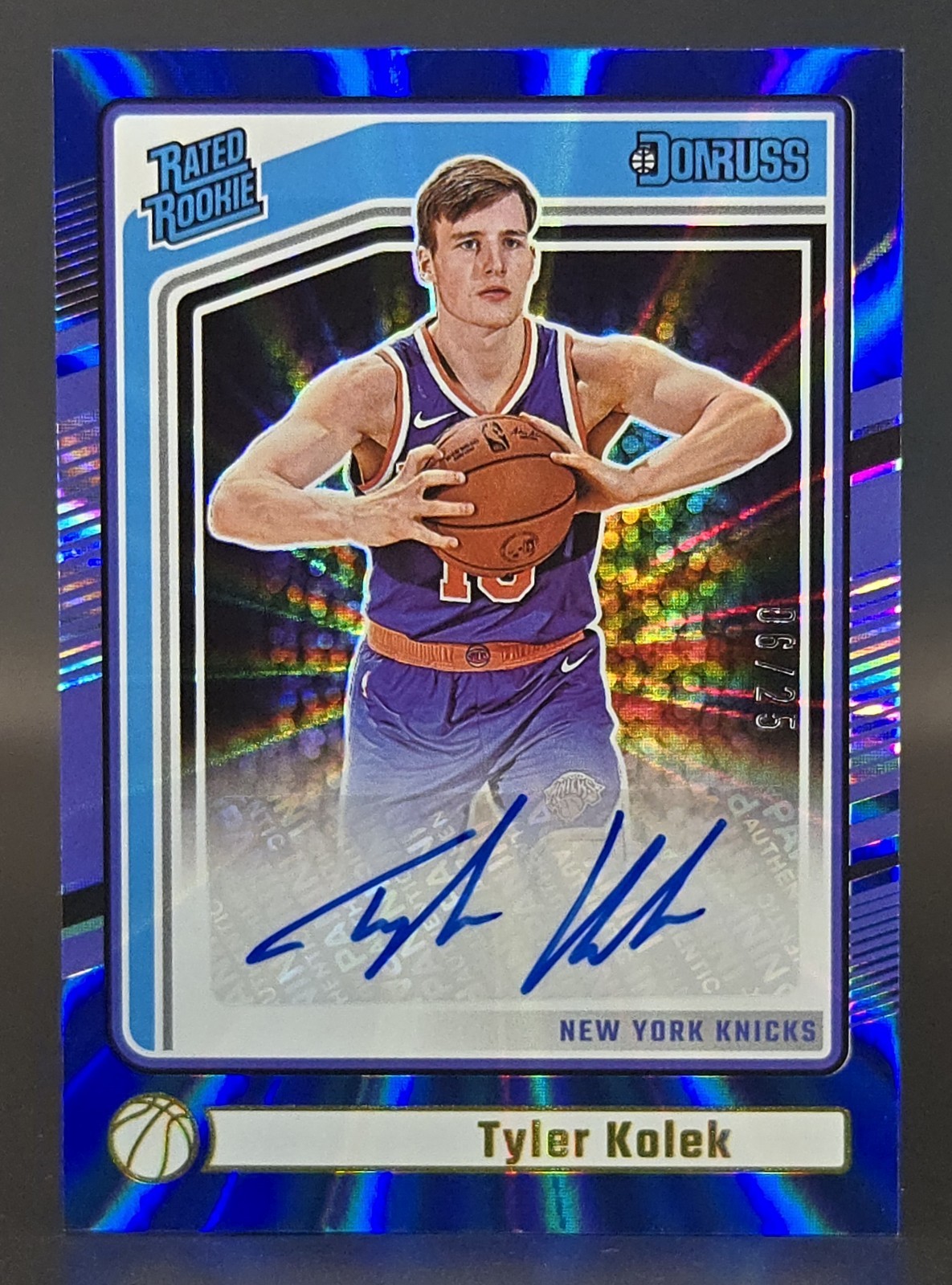 2024-25 Panini Donruss Tyler Kolek Auto Blue Laser /25 RC New York Knicks #272