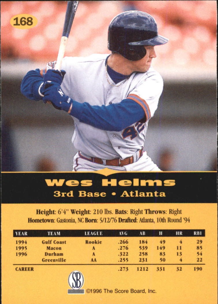 1996-97 Score Board All Sport PPF #168 Wes Helms