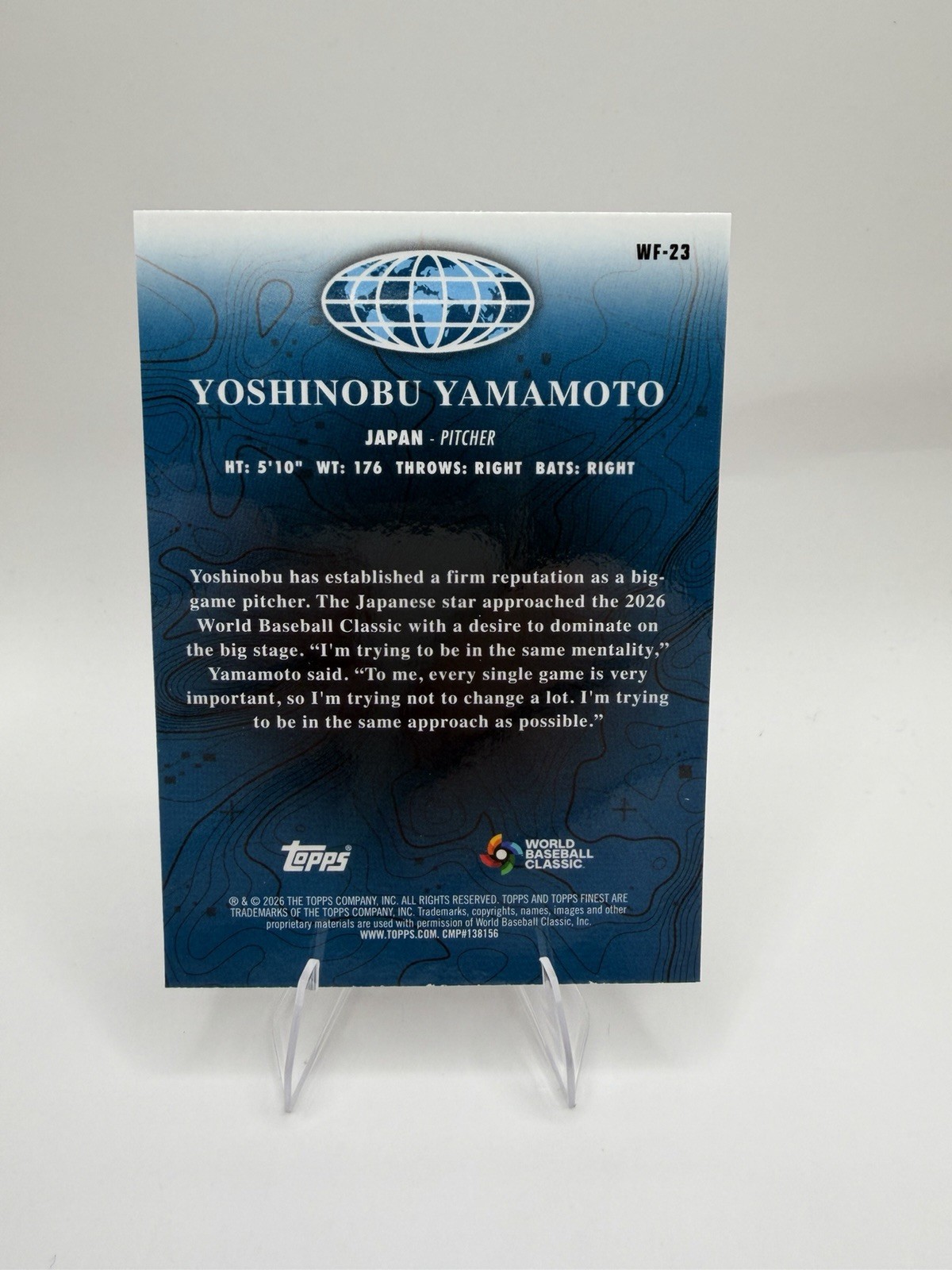 Yoshinobu Yamamoto 2026 Topps Finest World’s Finest Japan
