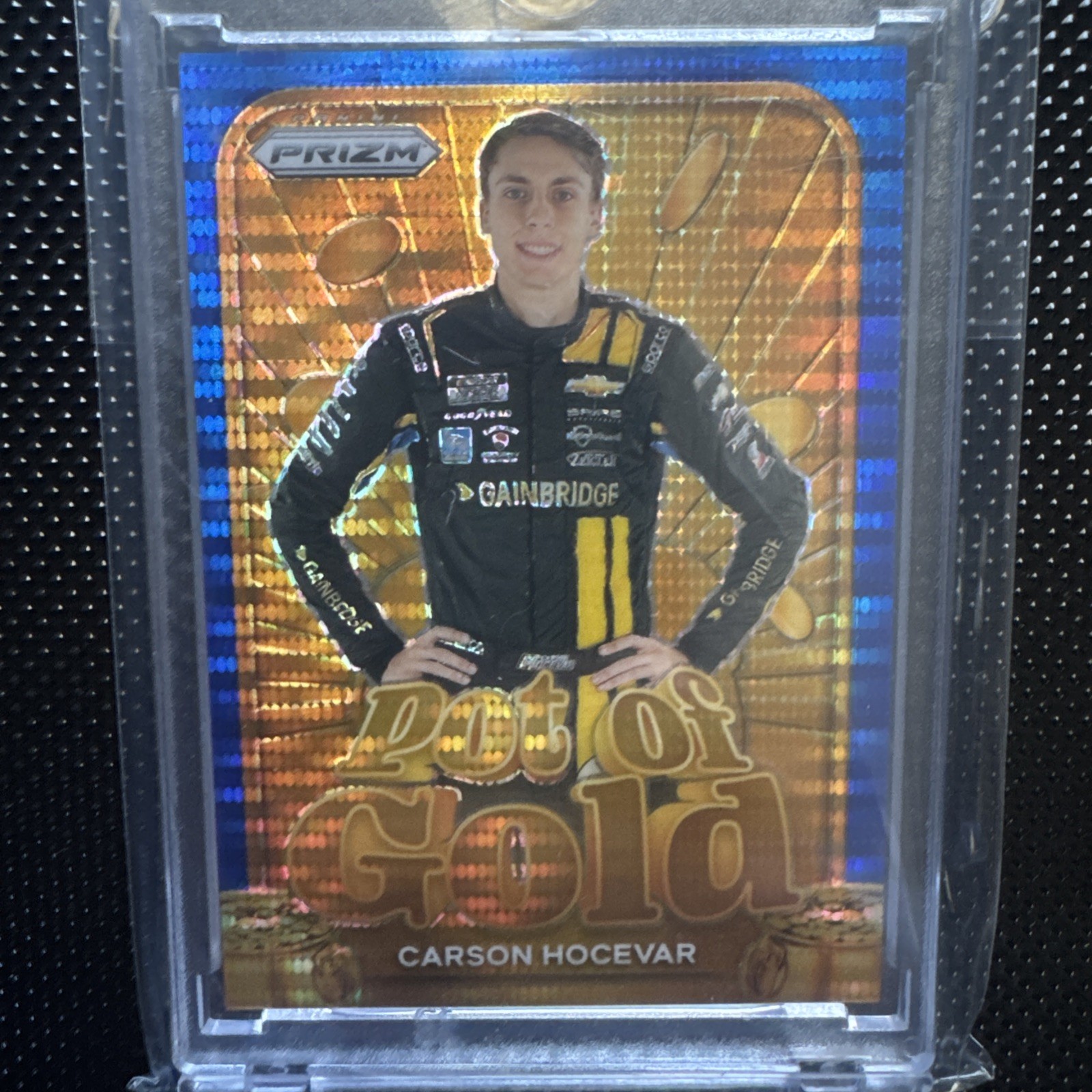2024 Panini Prizm Pot of Gold Carson Hocevar #21 Blue Pulsar Prizm /75