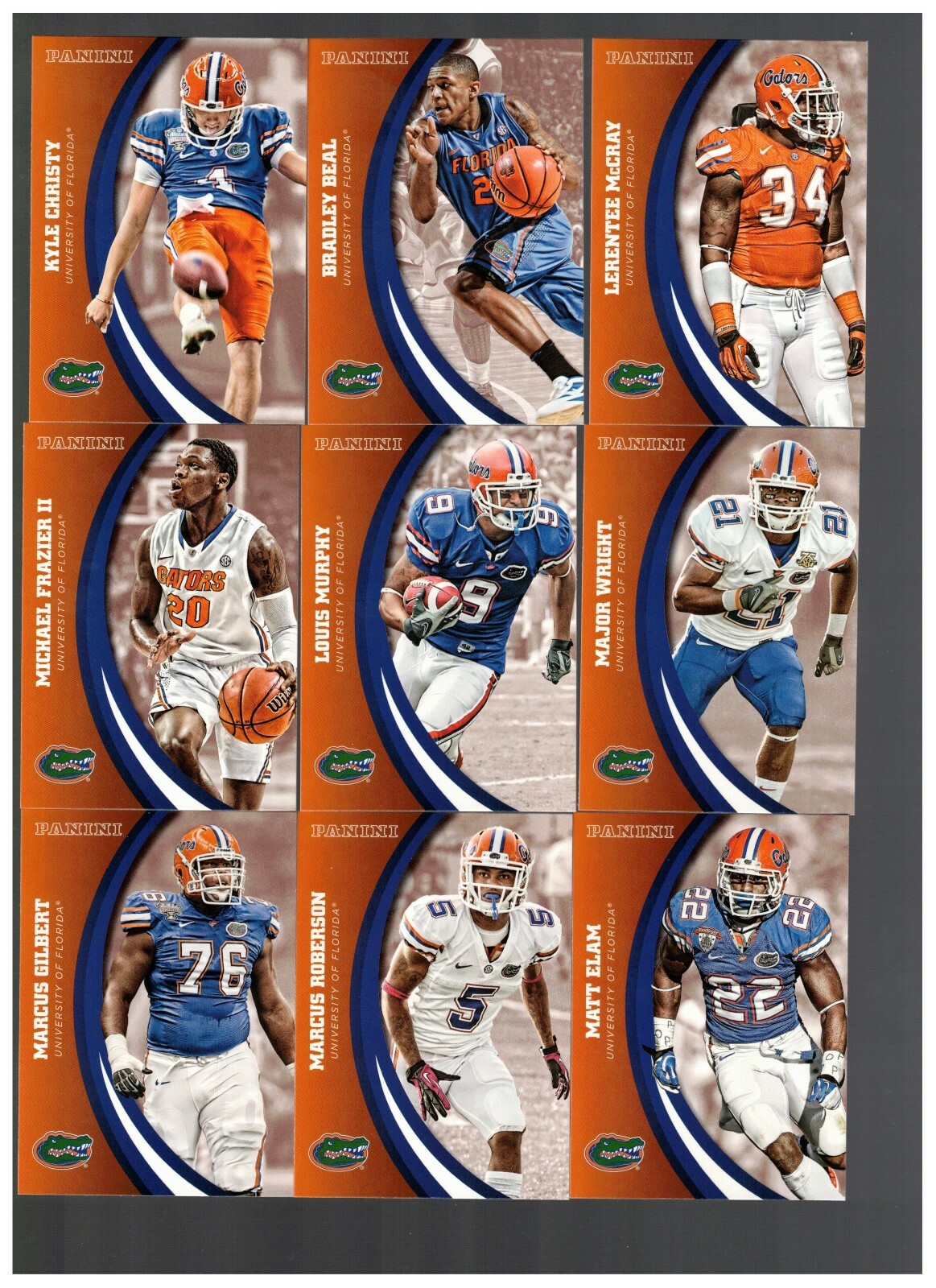 2015 PANINI FLORIDA GATORS MULTI-SPORT 83-CARD BASE SET TEBOW EMMITT BEAL