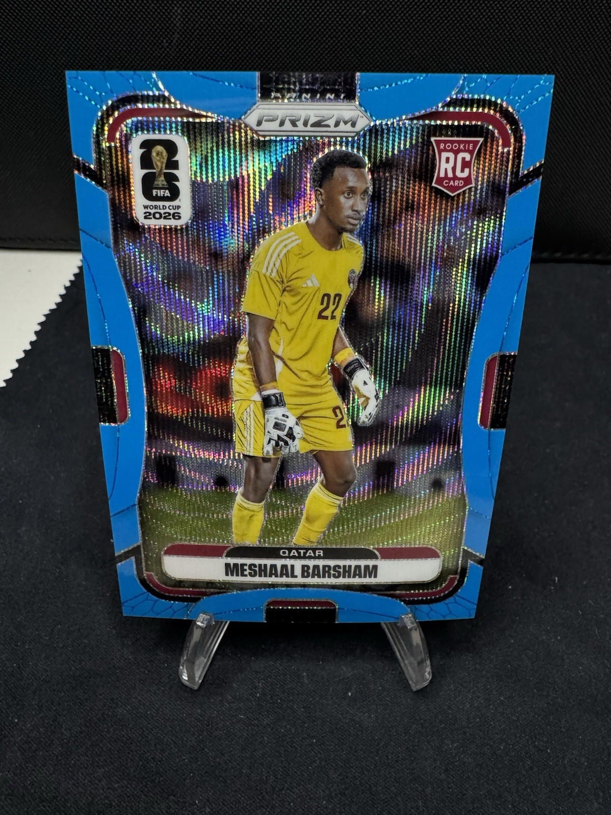 2026 Panini Prizm FIFA World Cup #376 Meshaal Barsham Blue Wave #/225