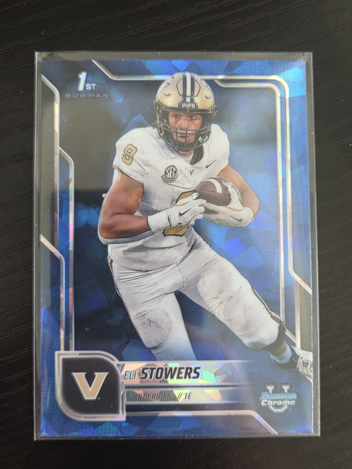 2025 Bowman Chrome University Football 1st Sapphire Refractor Eli Stowers