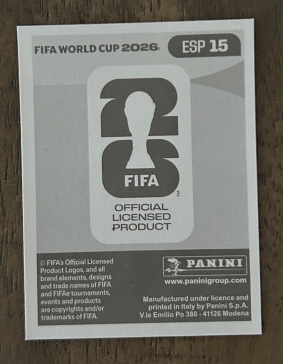 2026 FIFA World Cup Panini Sticker #ESP 15 LAMINE VAMAL Spain