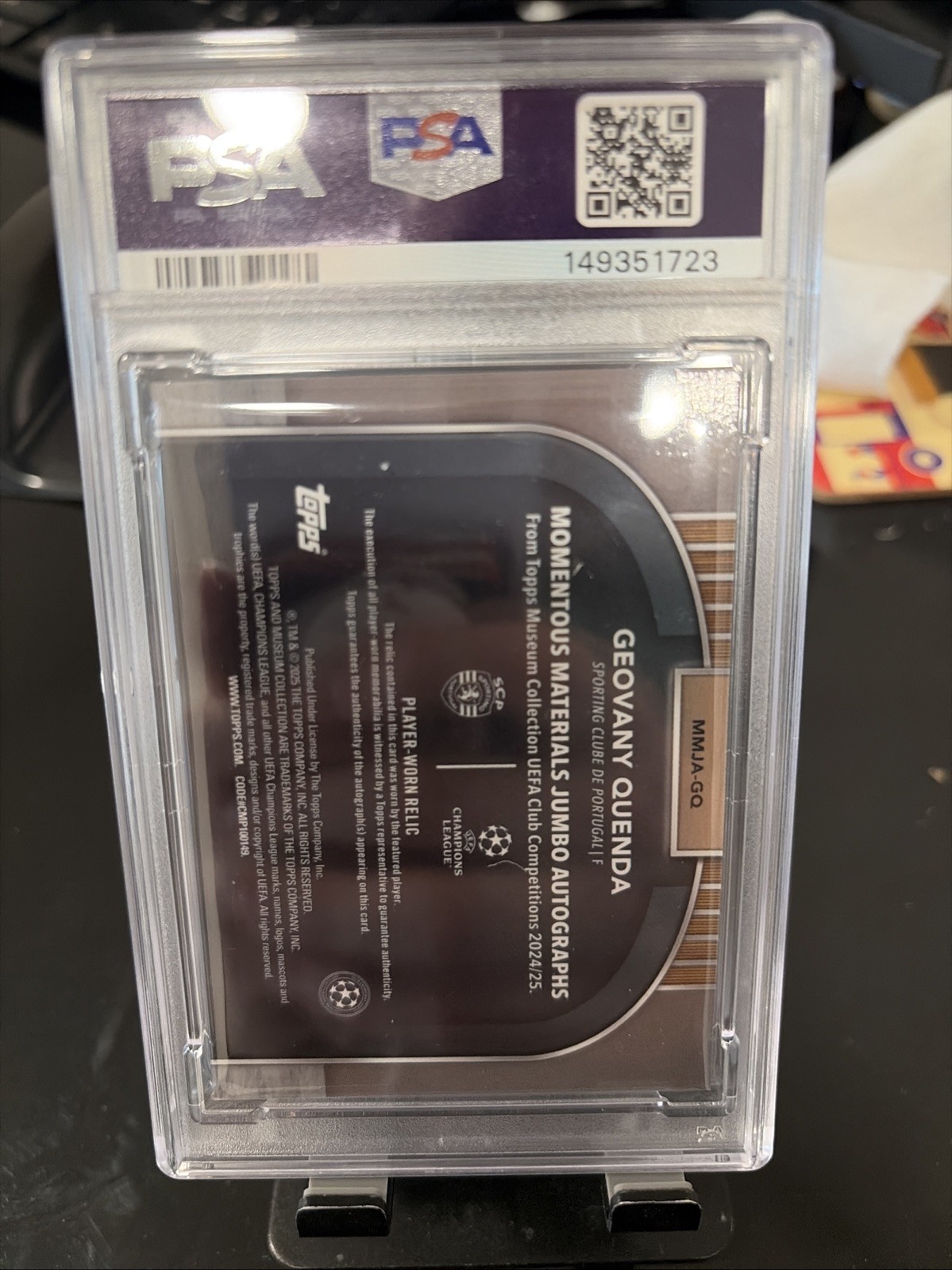 2024/25 TOPPS MUSEUM UEFA GEOVANY QUENDA RC PLAYER WORN JUMBO RELIC AUTO 99/199