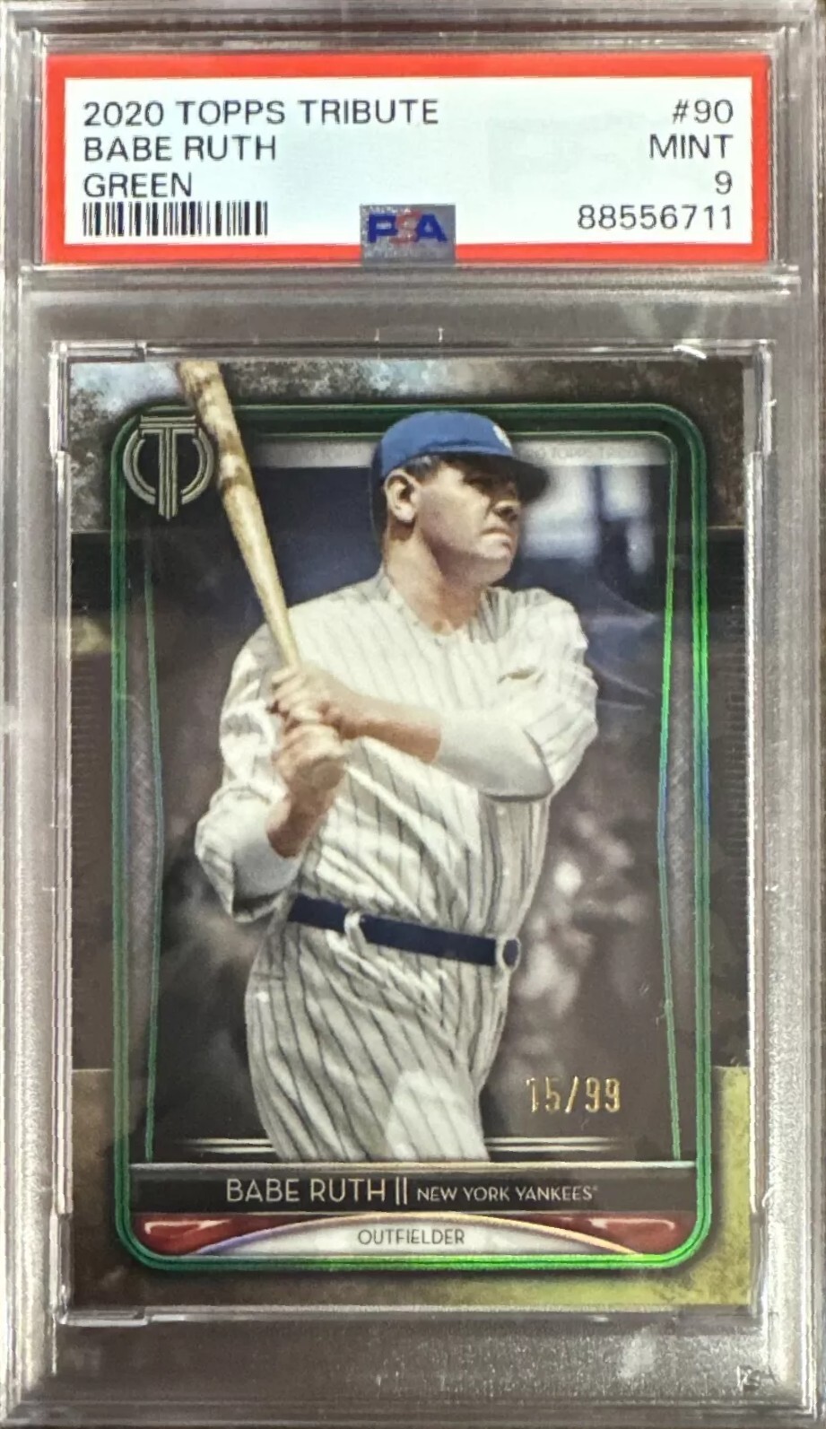 2020 Topps Tribute Babe Ruth SP Green Refractor 1/1 Pop. Report PSA MINT🔥#/99