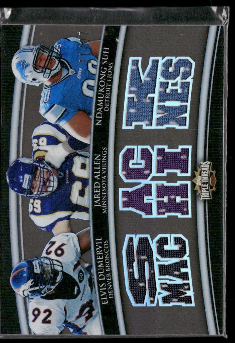 2010 Topps Triple Threads #TTRC-12 Dumervil / Allen / Suh Relic Sepia #/27