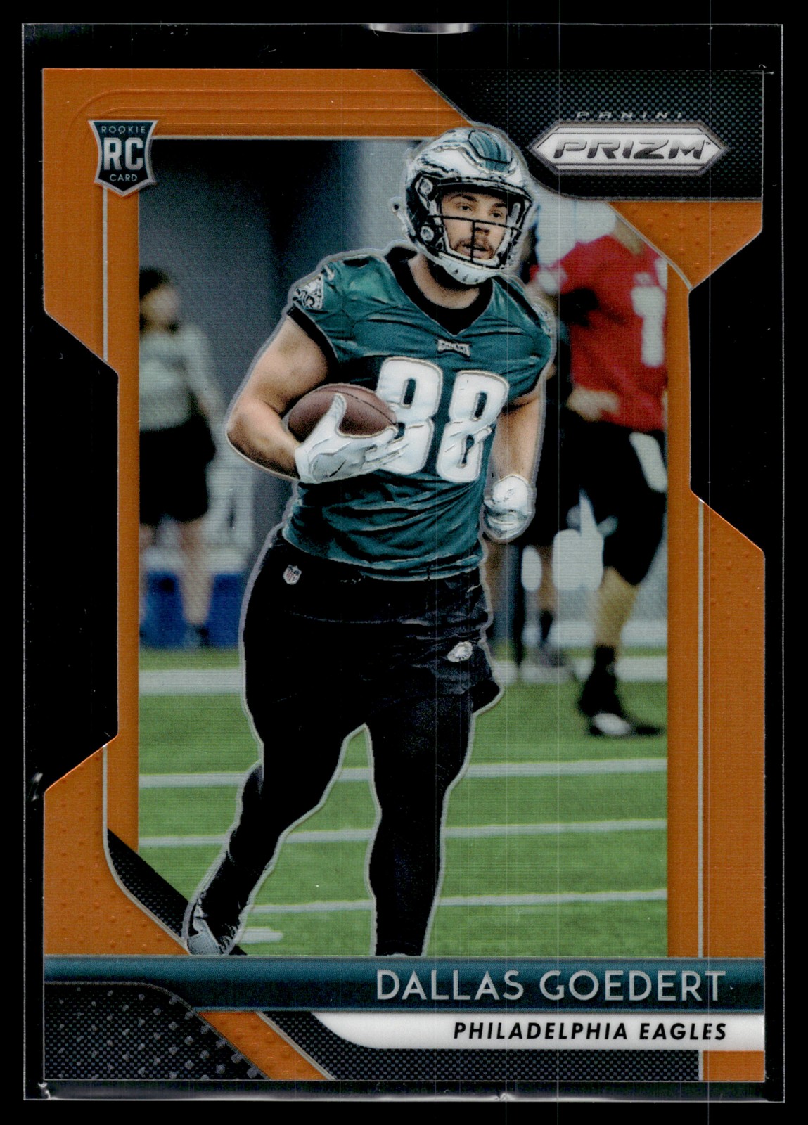 Dallas Goedert 2018 Panini Prizm Orange Prizm Die Cut Rookie Card /249 #299