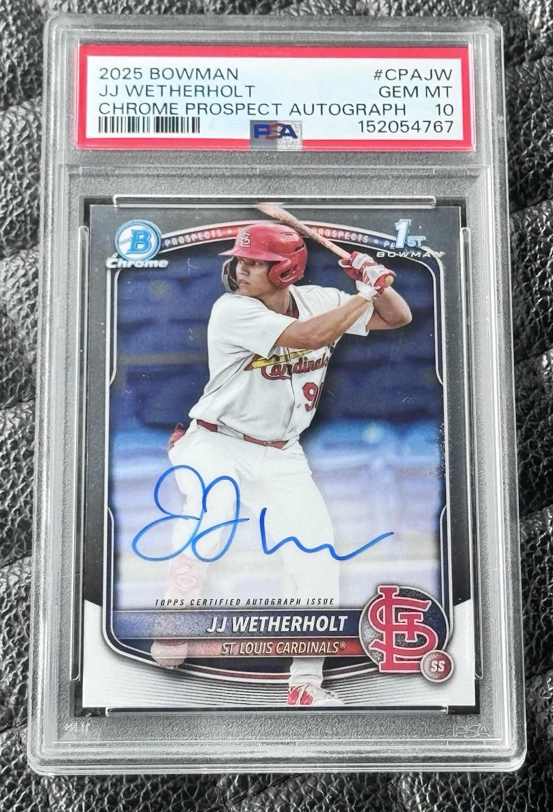 2025 Bowman Chrome JJ Wetherholt 1st Chrome Auto #CPA-JW Cardinals PSA 10