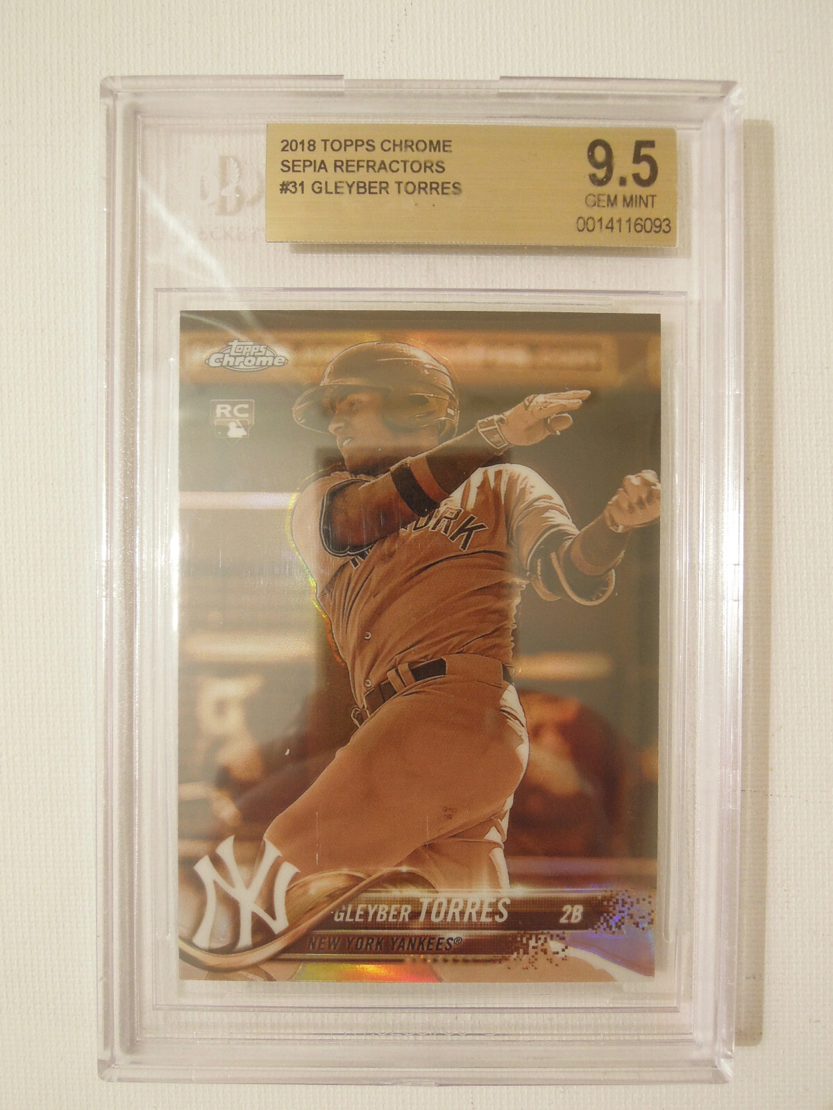 Gleyber Torres 2018 Topps Chrome Sepia Refractor New York Yankees MLB RC BGS 9.5