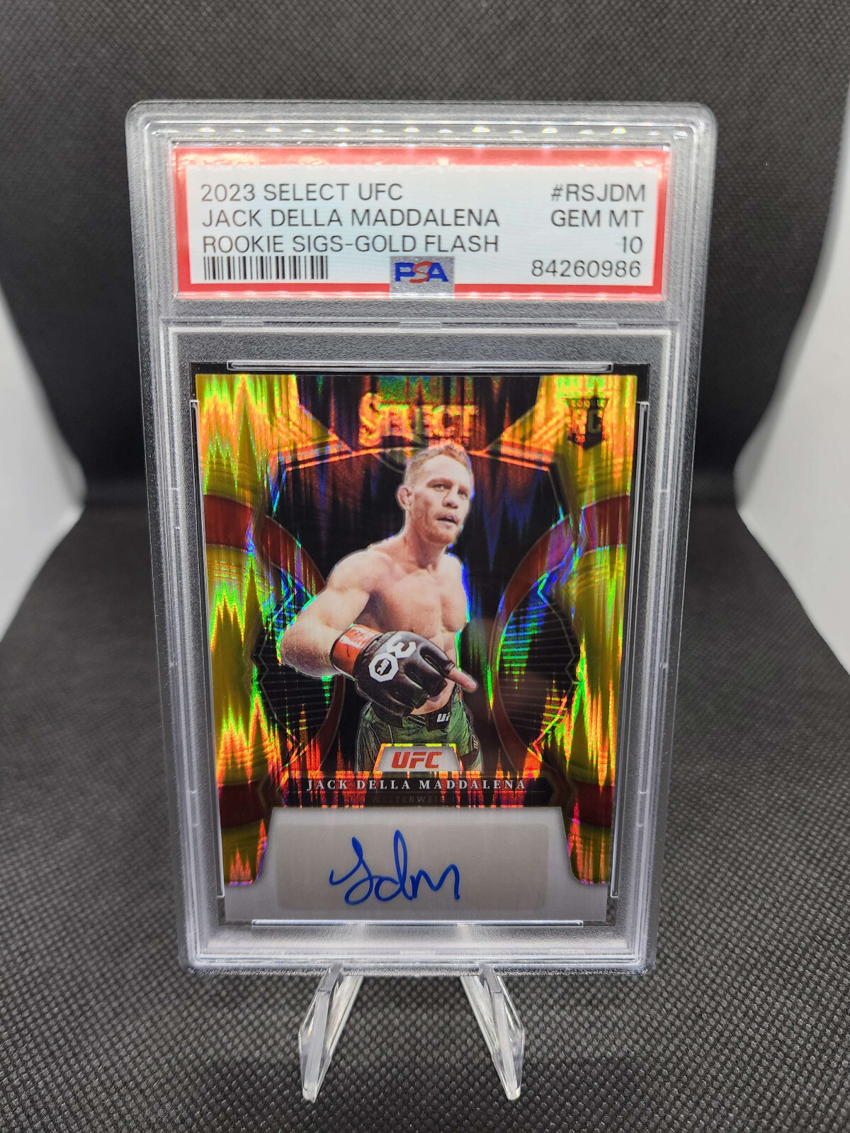 2023 Panini Select UFC JACK DELLA MADDALENA RC Gold Flash Auto /10 PSA 10 Pop 1