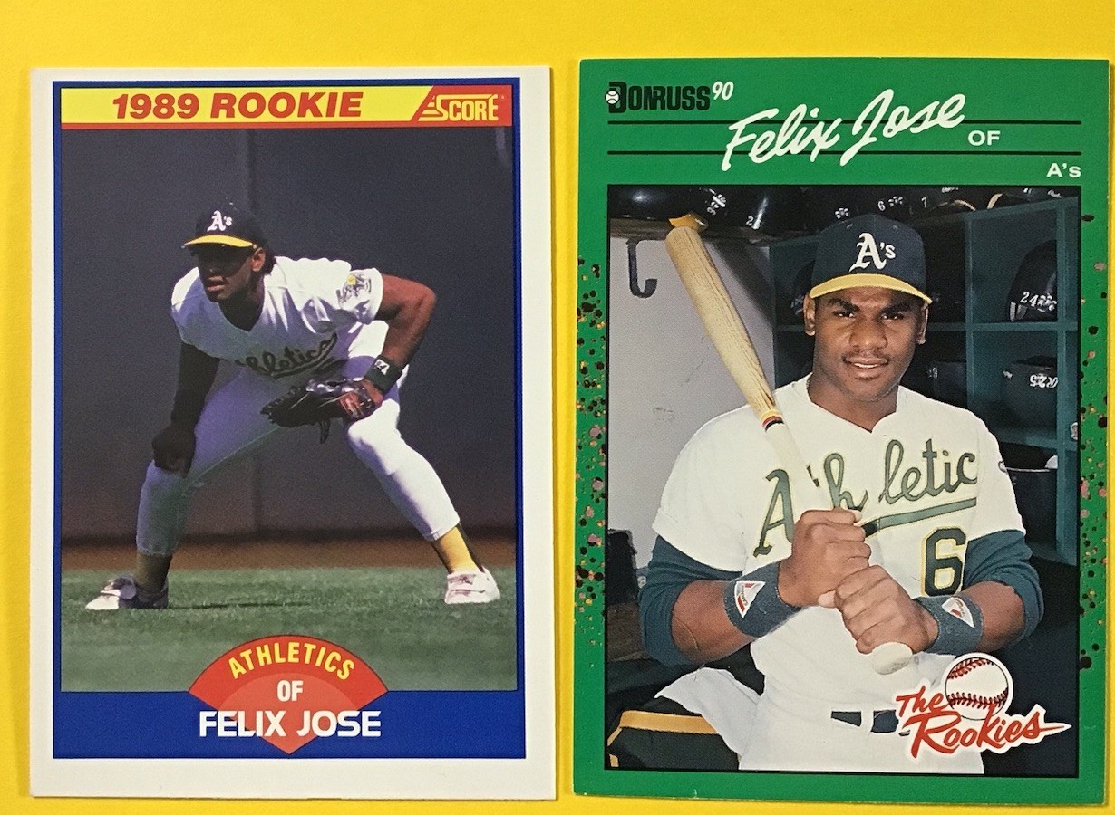 Felix Jose Rookie #629 1989 Score & 1990 Donruss #5 Athletics FREE SHIPPING