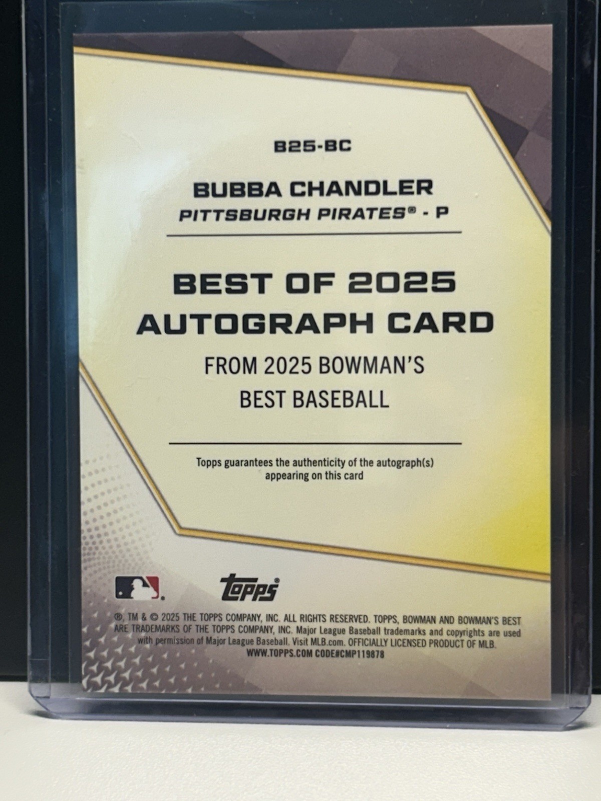 2025 Bowman’s Best Bubba Chandler Auto /150 Pittsburgh Pirates Prospect Auto