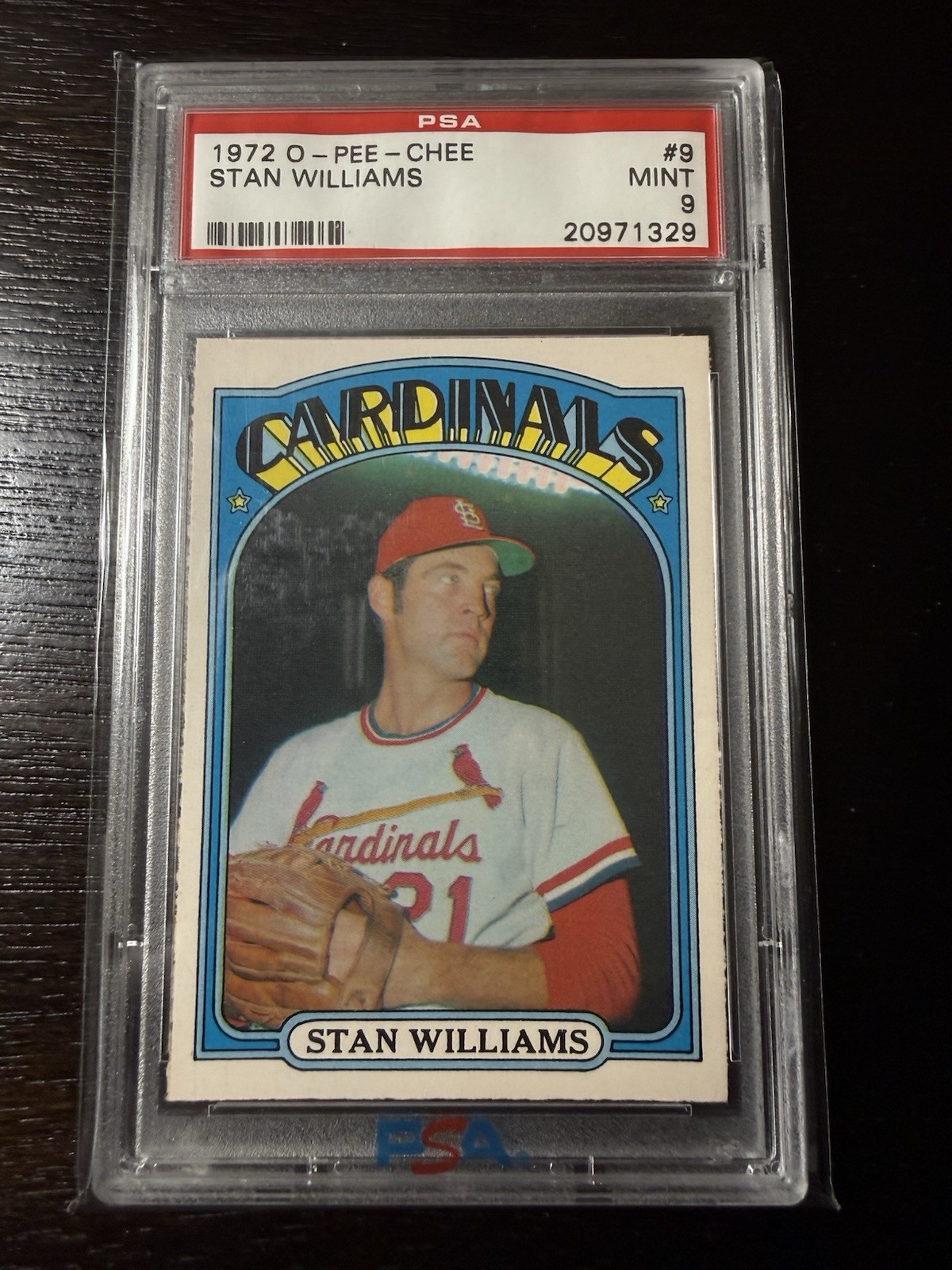 1972 O-PEE-CHEE #9 Stan Williams PSA 9 St. Louis Cardinals