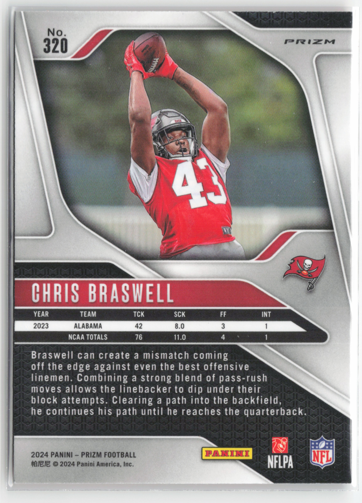 2024 Panini Prizm #320 Chris Braswell Orange Disco Prizm RC