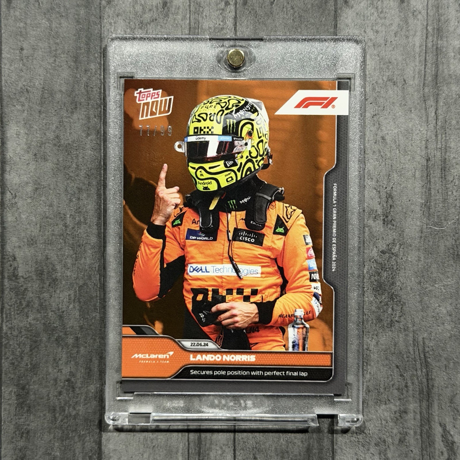 2024 Topps Now F1 Lando Norris Orange /99 #28 Spain Pole Position