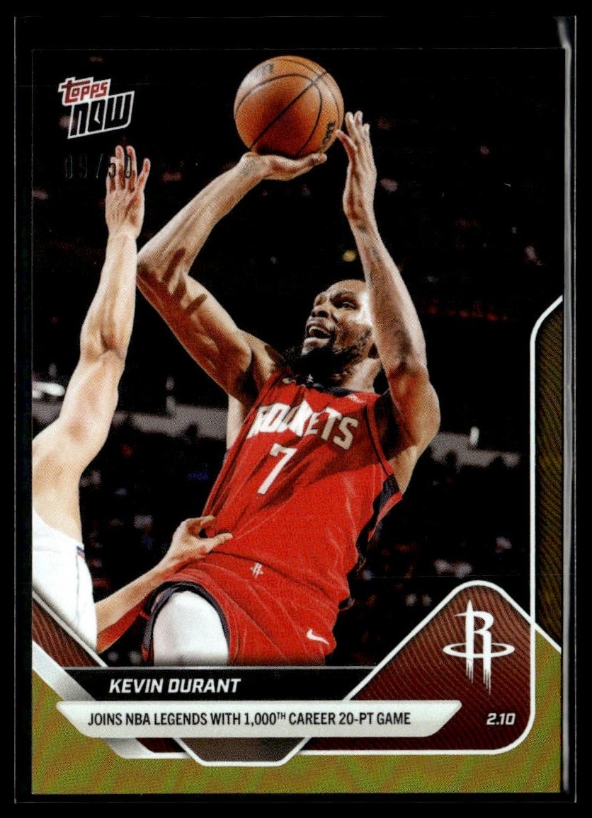 2025-26 Topps Now NBA 169 Kevin Durant Houston Rockets 1000th 20 Pt Gold 09/50