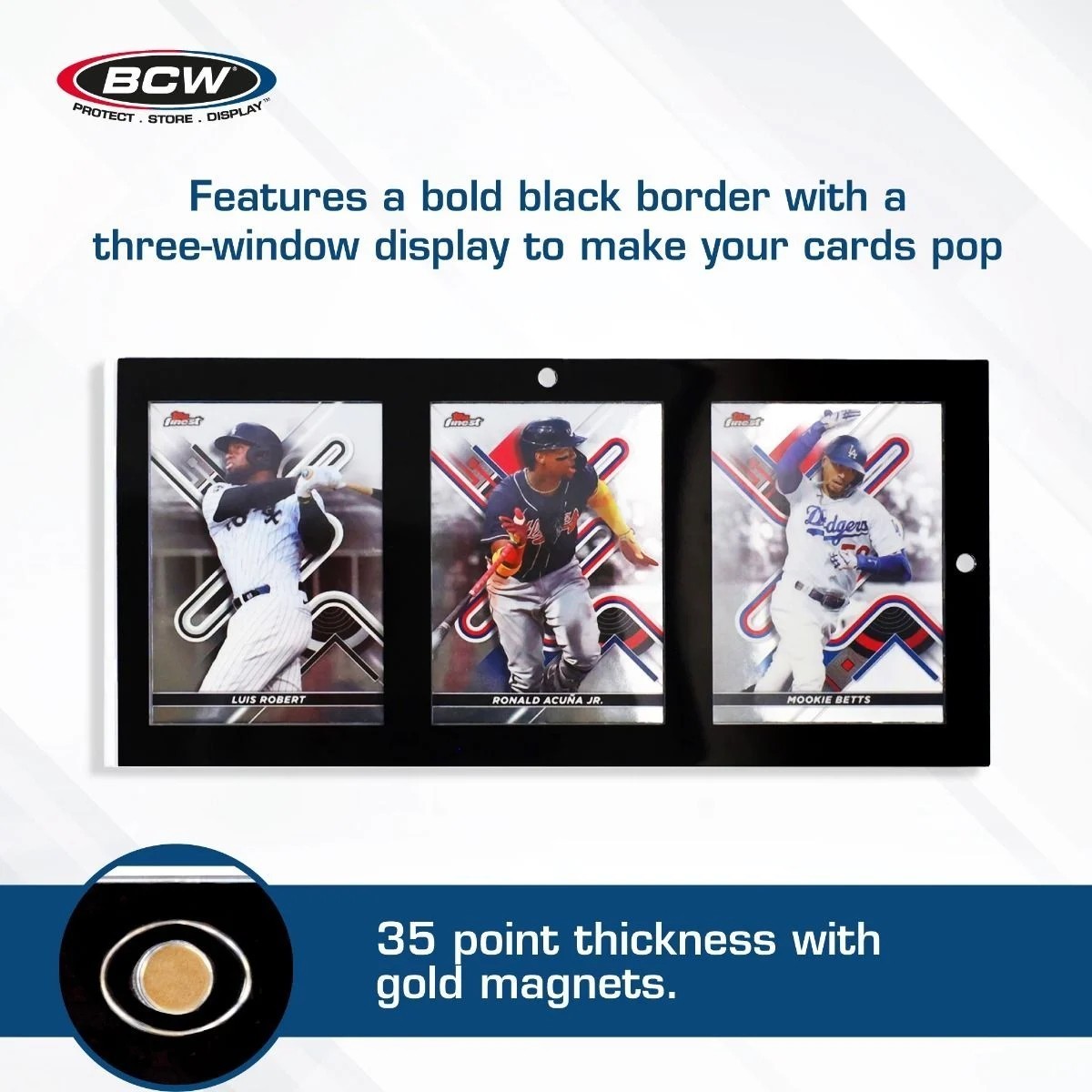 New (1 ct) BCW Magnetic 3-Card Holder Black Border 35 PT -UV PROTECTED