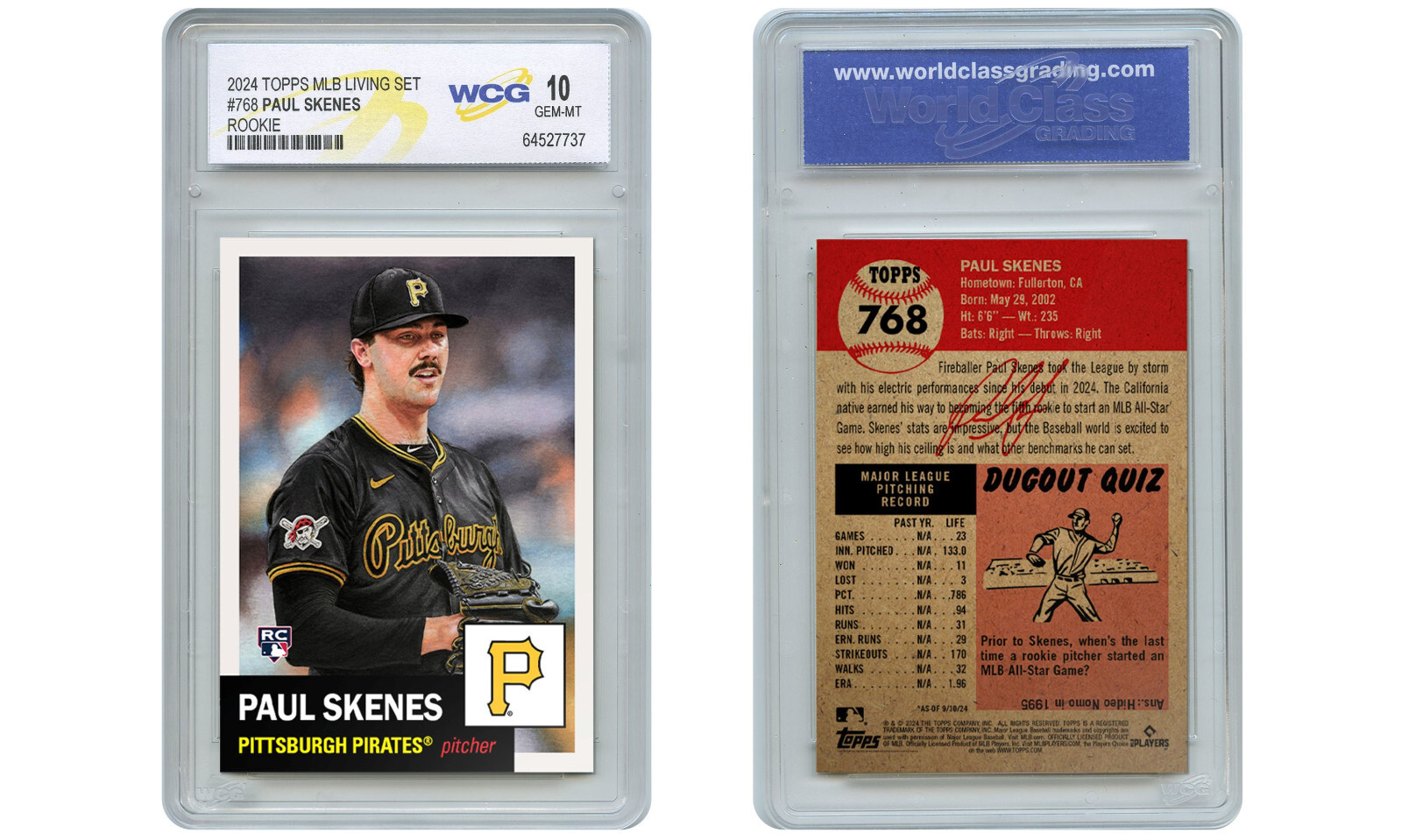 2024 Topps MLB Living Set PAUL SKENES Pittsburgh Pirates RC Card 768 GEM MINT 10