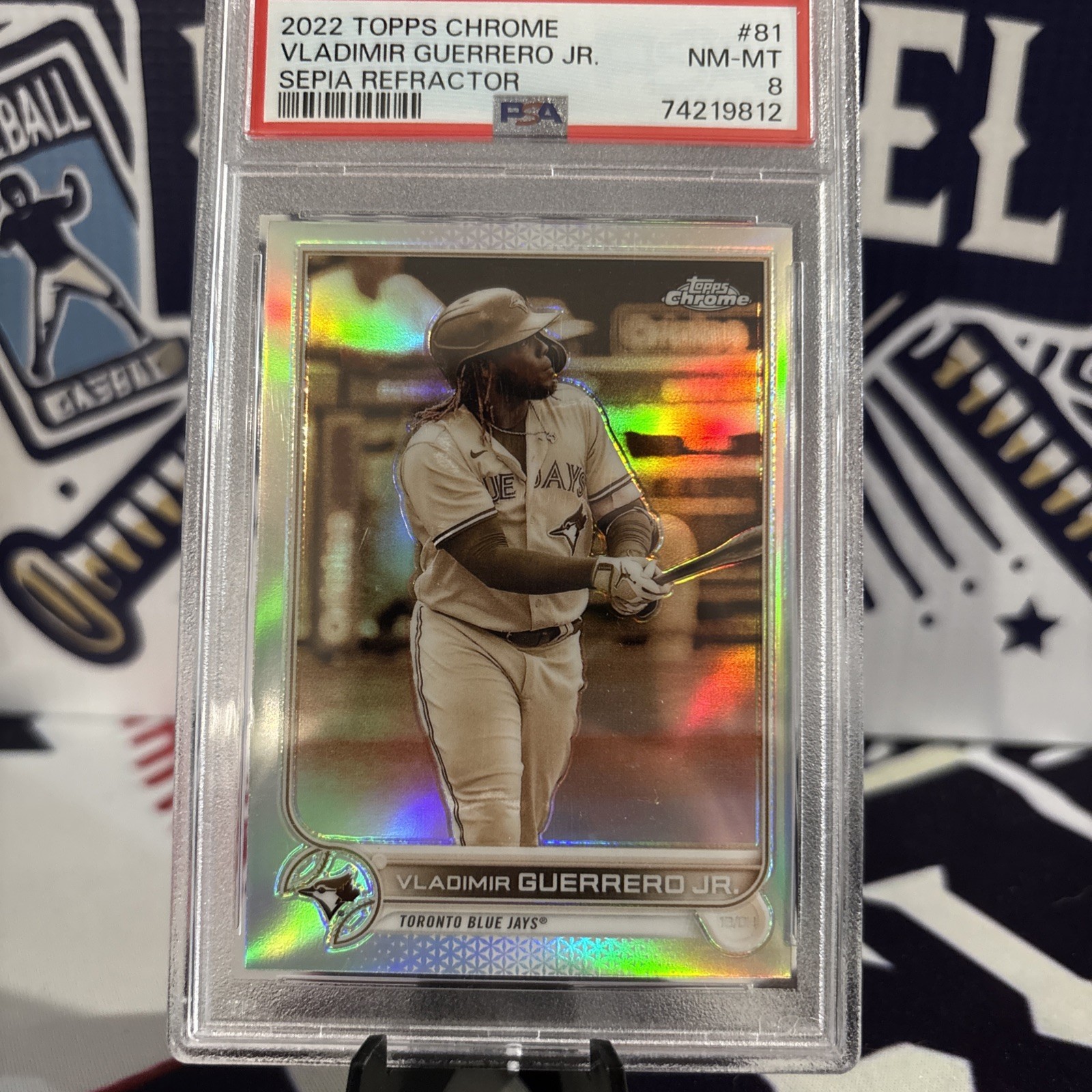 2022 Topps Chrome – Vladimir Guerrero Jr. #81 Sepia Refractor PSA 8 Blue Jays