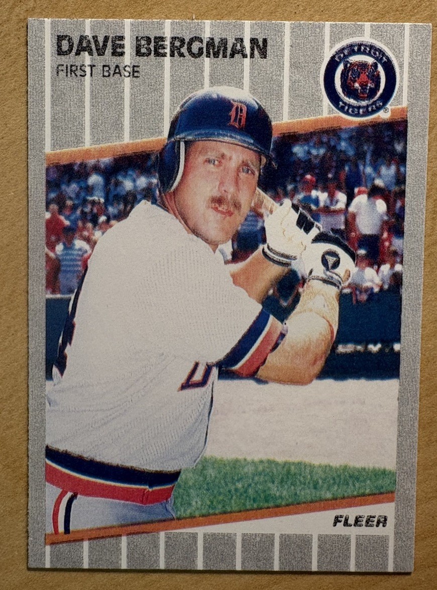 Dave Bergman 1989 Fleer Error Card #129, FUZZY/BLURRY INK, See Pictures