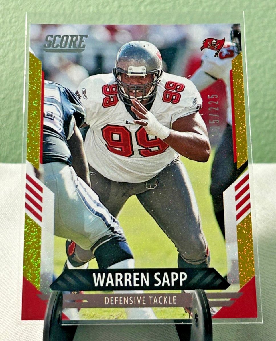 Warren Sapp 2021 Panini Score #19 Gold Parallel 225/225 Tampa Bay Buccaneers HOF