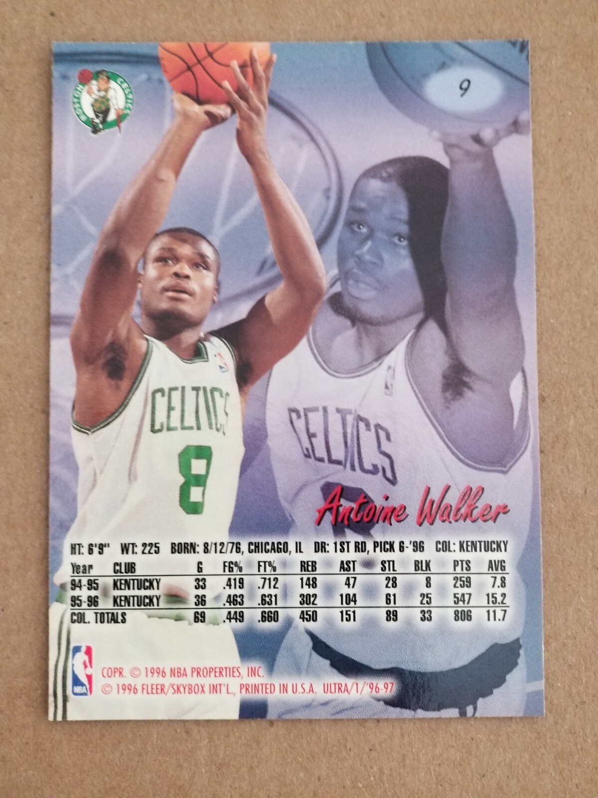 1996-97 Ultra #9 Antoine Walker RC Rookie Celtics