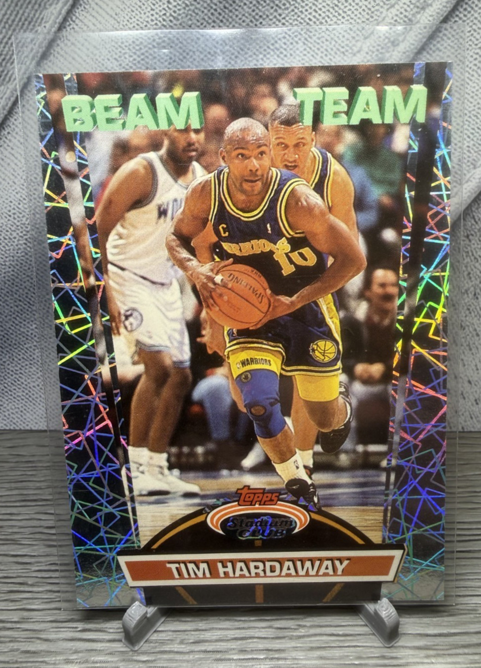 1992-93 Topps Stadium Club Beam Team #14 Tim Hardaway WARRIORS 90s Holo Card🔥🔥