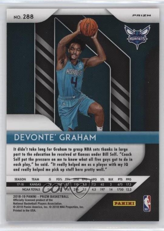 2018-19 Panini Prizm Red Ice Prizm Devonte’ Graham #288 Rookie RC 14lm