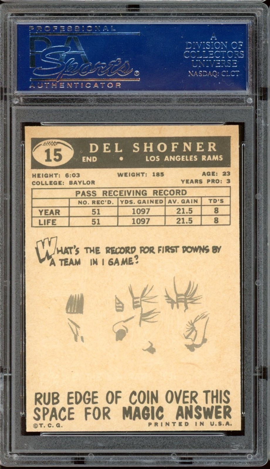 1959 Topps Football #15 Del Shofner PSA 9