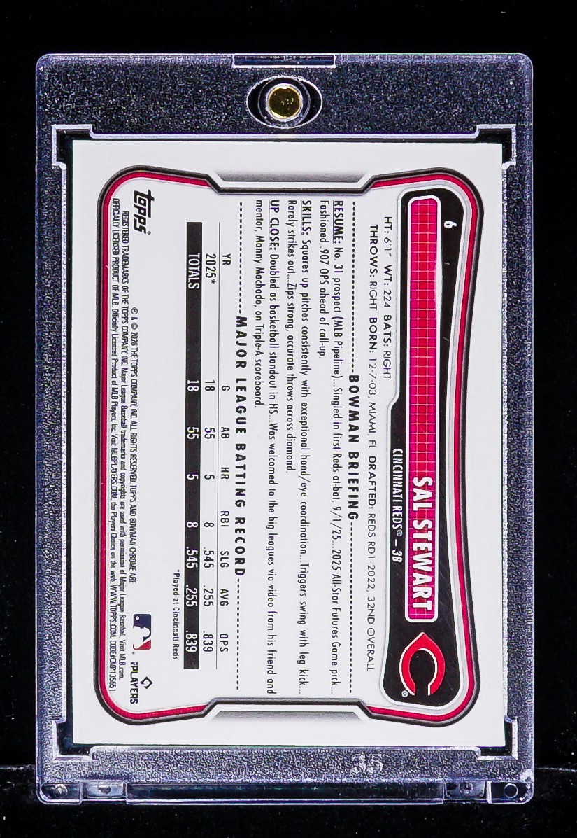 Sal Stewart RARE CHECKERBOARD REFRACTOR INVESTMENT ROOKIE CARD Reds SP RC