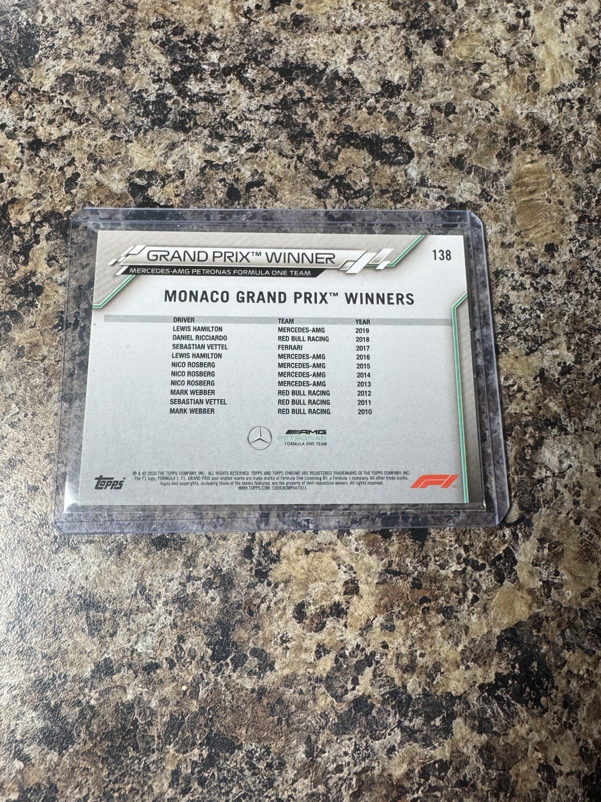 Lewis Hamilton 2020 Topps Chrome F1 Sapphire #138 Mercedes