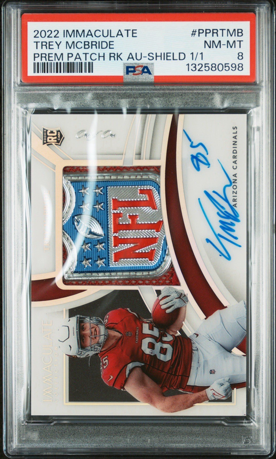 Trey McBride 2022 Immaculate SHIELD AUTO 1/1 PSA 8 Rookie Patch Auto RPA 1 OF 1