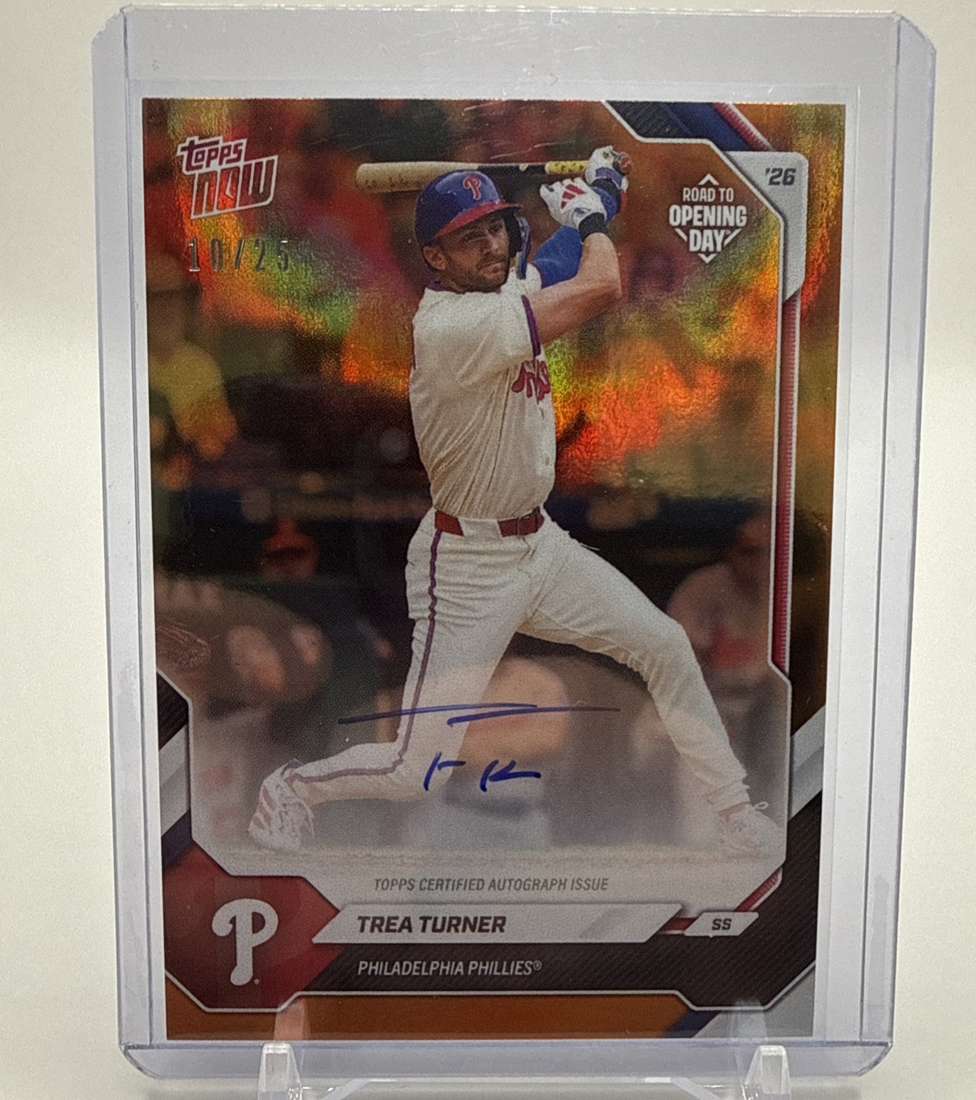 TREA TURNER /25 AUTO 2026 TOPPS NOW OPENING DAY ON CARD ORANGE FOIL