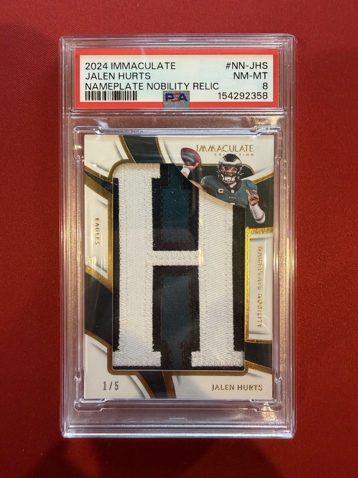 2024 Panini Immaculate – Jalen Hurts #NN-JHS Nameplate Nobility Patch /5