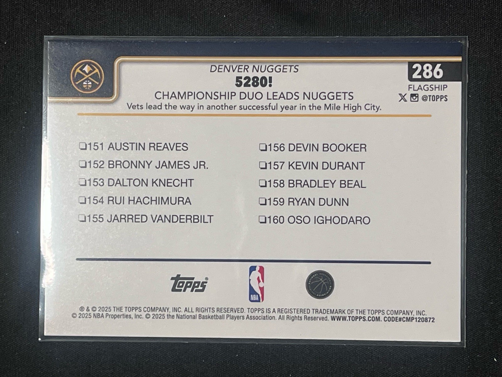 2025-26 Topps DENVER NUGGETS #286 Championship Duo Leads Nuggets