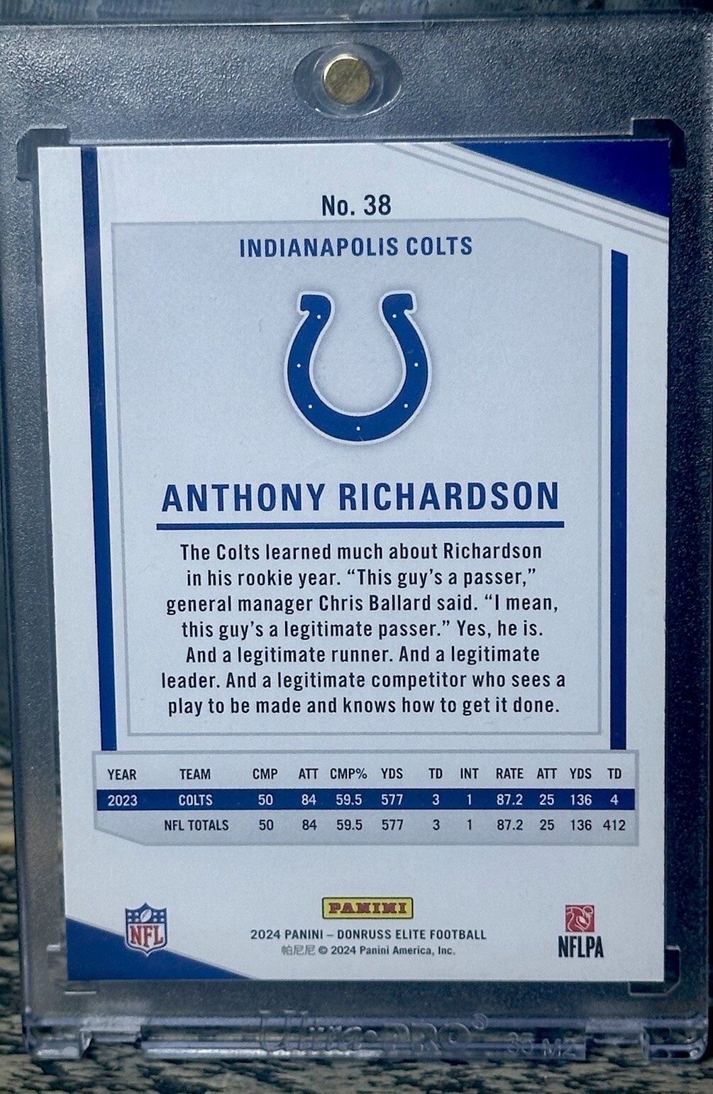 Anthony Richardson RAINBOW HOLO SP RARE PANINI SILVER INVESTMENT CARD ROY