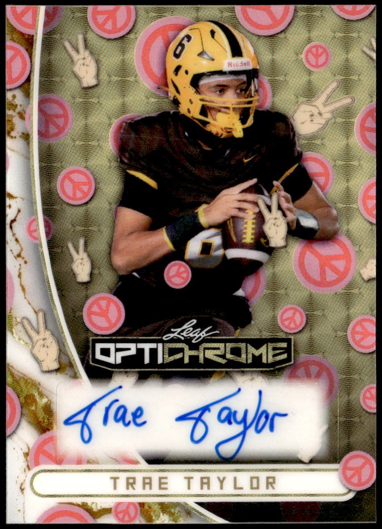2026 Leaf Optichrome #BA-TT1 Trae Taylor Auto Super Prismatic Gold Peace 1/1