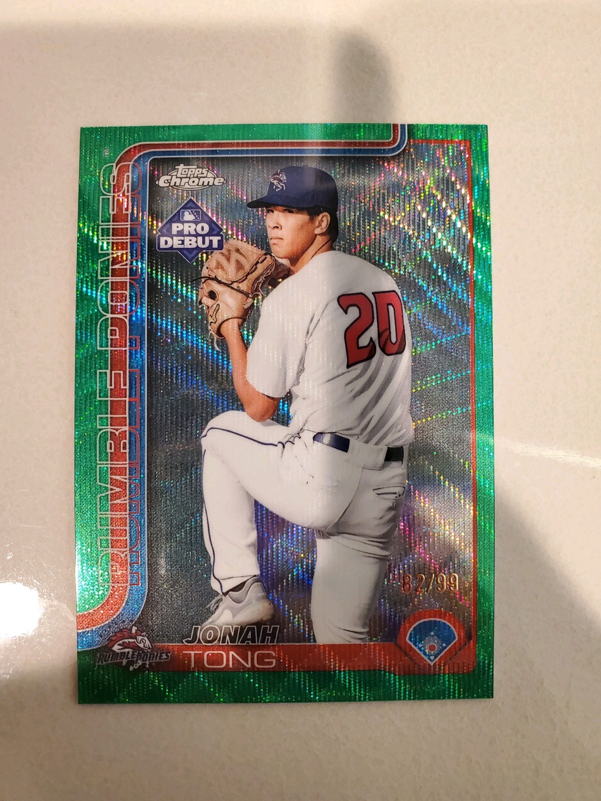 2025 Topps Pro Debut – Chrome Jonah Tong #PDC-183 Green Wave Refractor /99