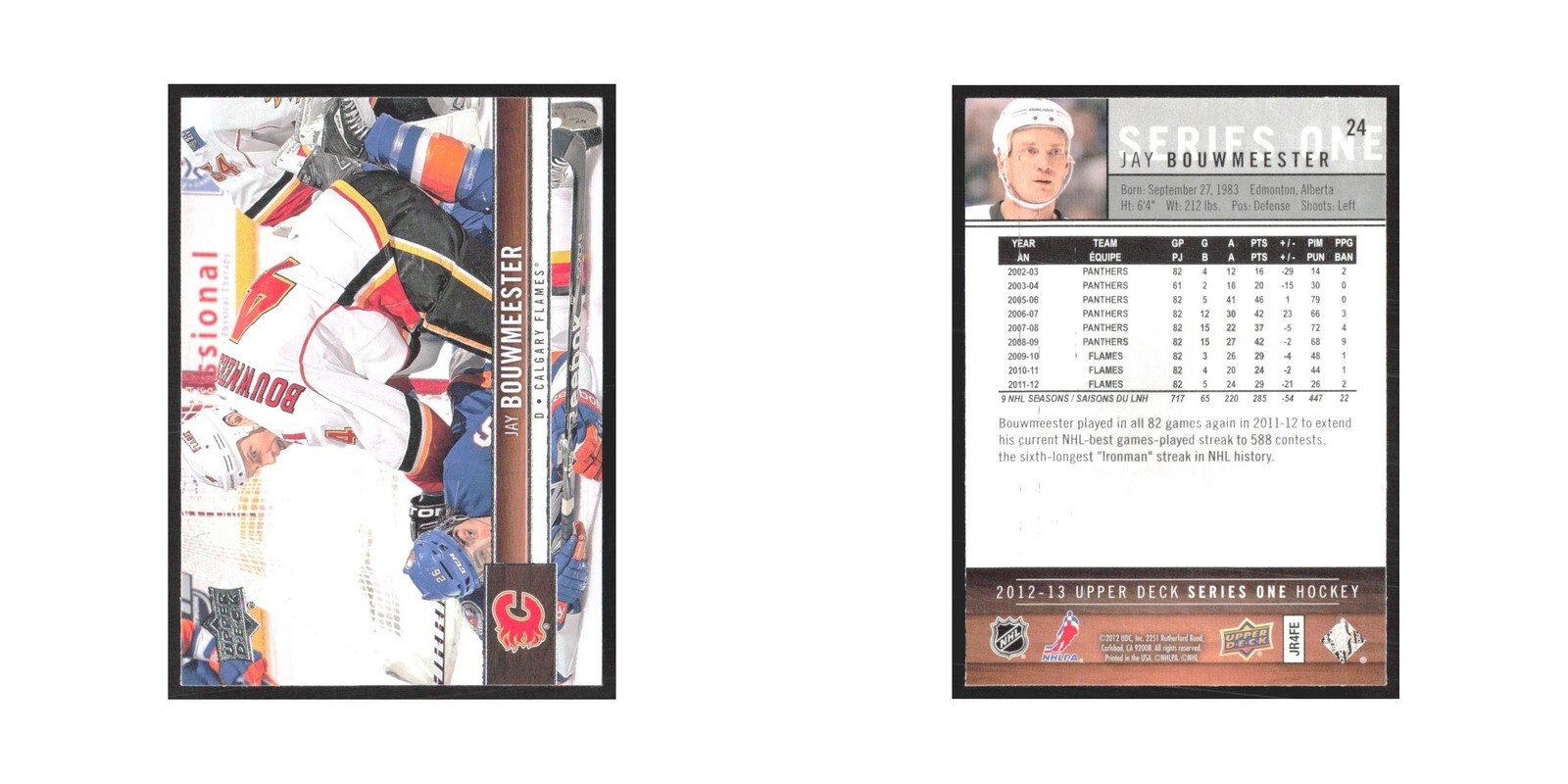 2012 Upper Deck Jay Bouwmeester Calgary Flames #24