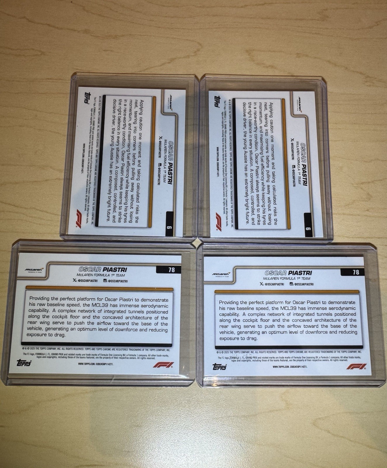 Oscar Piastri /10 W/ Extra Numbered Cards Refractors & Inserts
