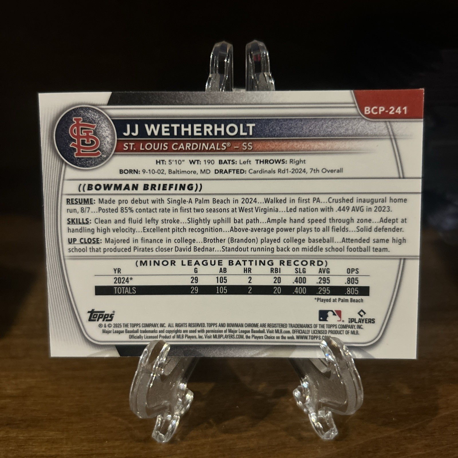 2025 Bowman Chrome JJ Weatherholt Mega Exclusive Mojo Refractor & Bowman Chrome