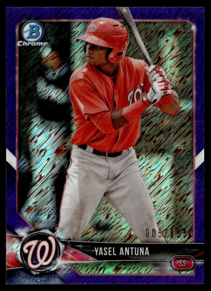 2018 Bowman Chrome Prospects Yasel Antuna Rookie 005/655 Washington Nationals