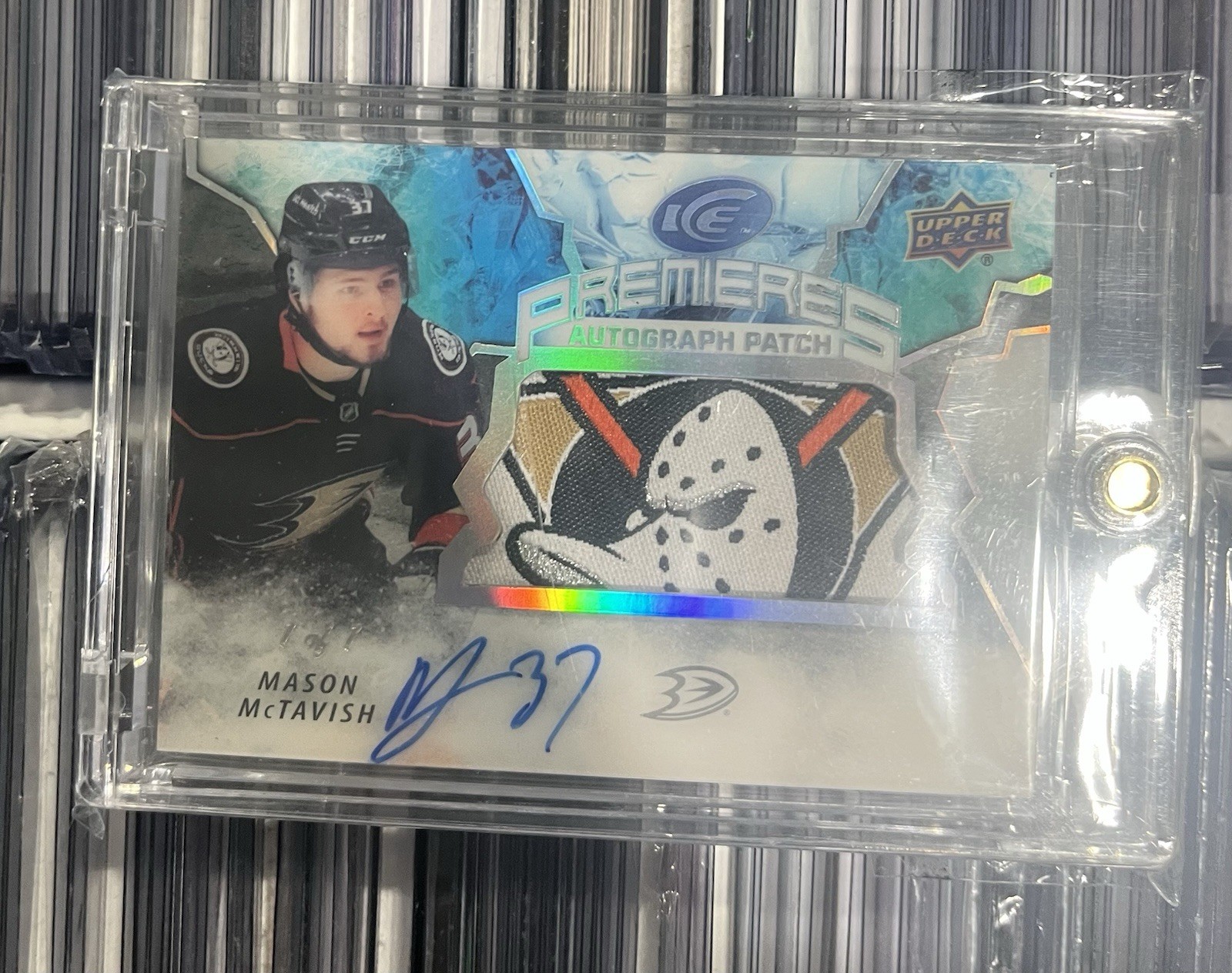 2021/22 Upper Deck Ice Premieres Mason McTavish Rookie Patch Auto True 1/1 IP-MM